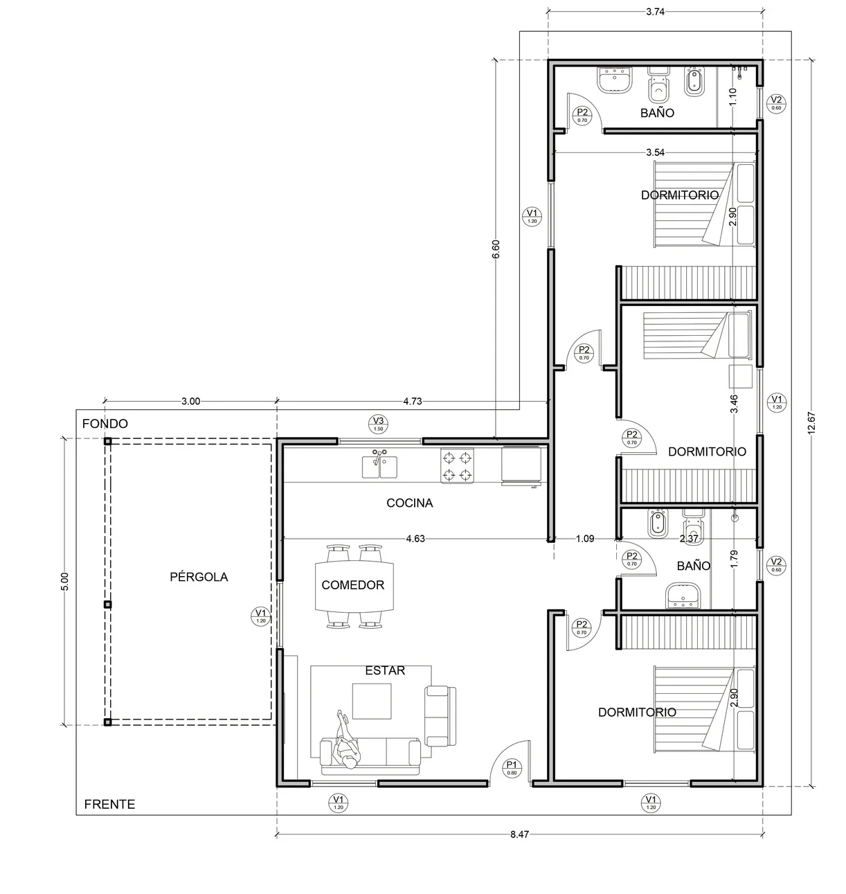 Planta del modelo Washington